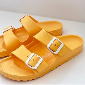 orange waterproof birkenstocks